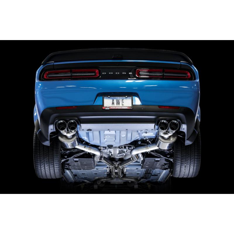 AWE Tuning 2015+ Dodge Challenger 6.4L/6.2L SC Track Edition Exhaust - Quad Chrome Silver Tips-SR1 Performance