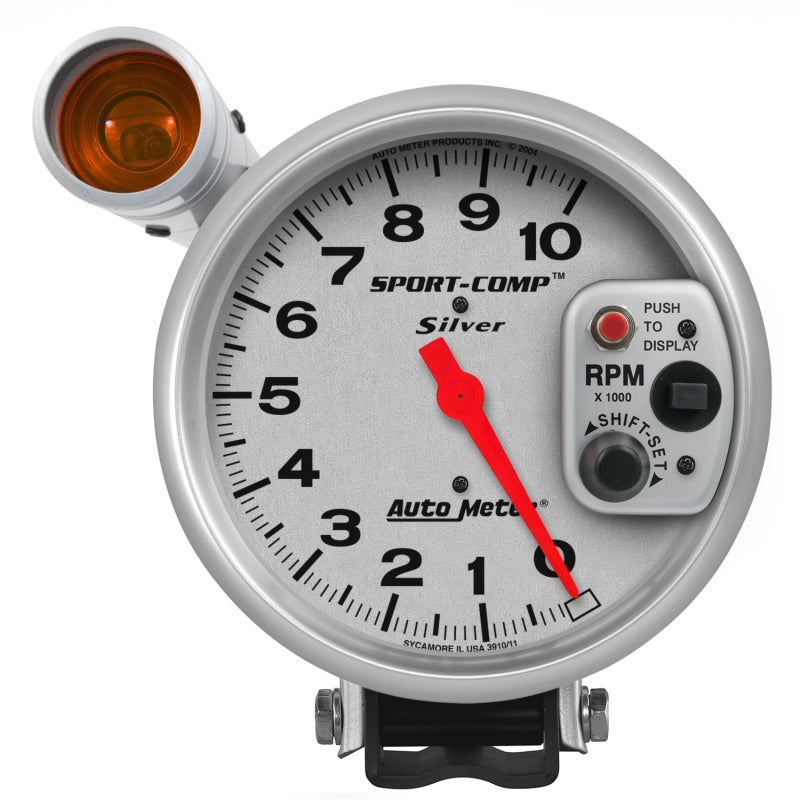 Autometer Sport-Comp 5 inch 10K RPM Shift Light Silver Tach-SR1 Performance