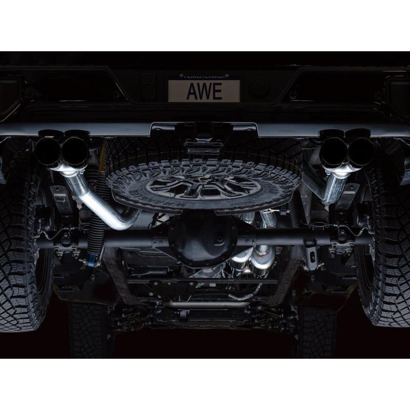 AWE Tuning 22-23 GMC Sierra 1500 AT4X 6.2L 0FG Catback Split Dual (Flat Bumper) - Diamond Black Tips-SR1 Performance