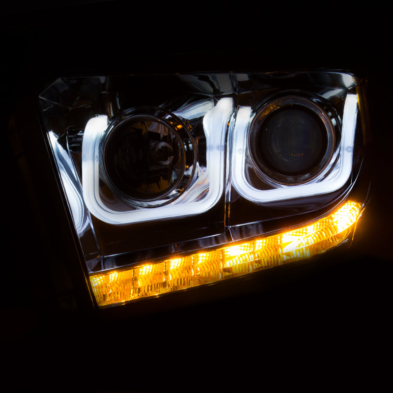 ANZO 2014-2015 Toyota Tundra Projector Headlights w/ U-Bar Chrome w/ DRL-SR1 Performance