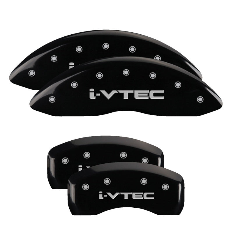 MGP 4 Caliper Covers Engraved Front & Rear i-Vtec Black finish silver-SR1 Performance