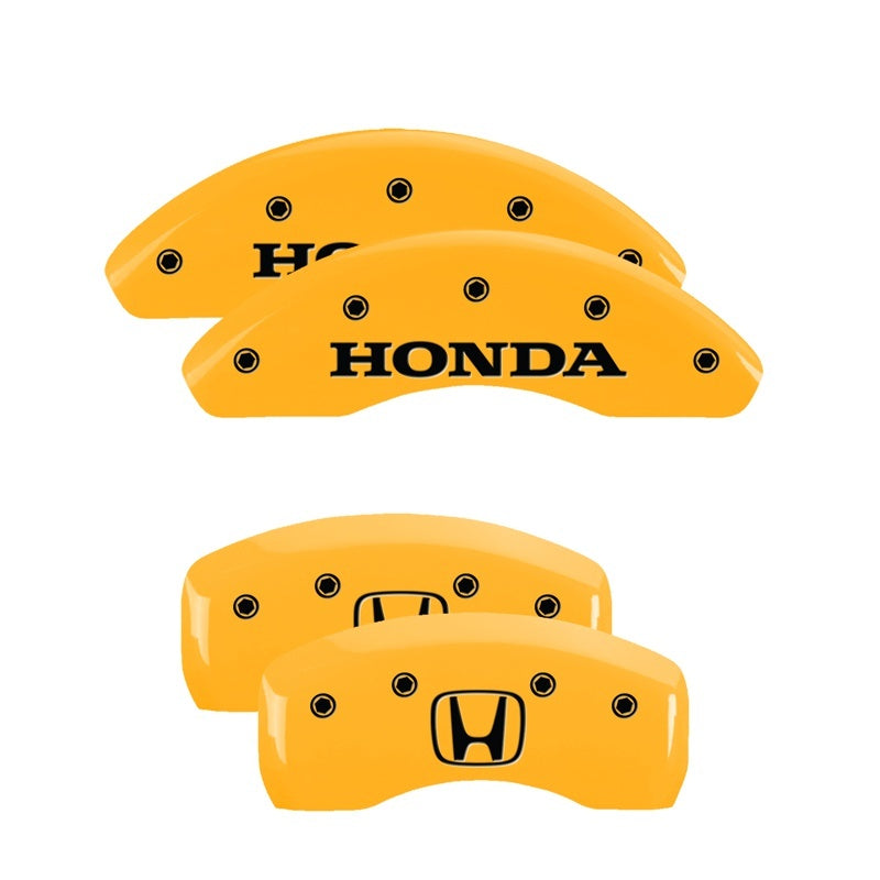 MGP 4 Caliper Covers Engraved Front Honda Engraved Rear H Logo Yellow finish black-SR1 Performance