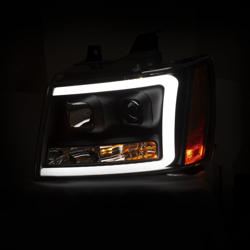 ANZO 07-14 Chevy Tahoe Projector Headlights w/ Plank Style Design Black w/ Amber-SR1 Performance