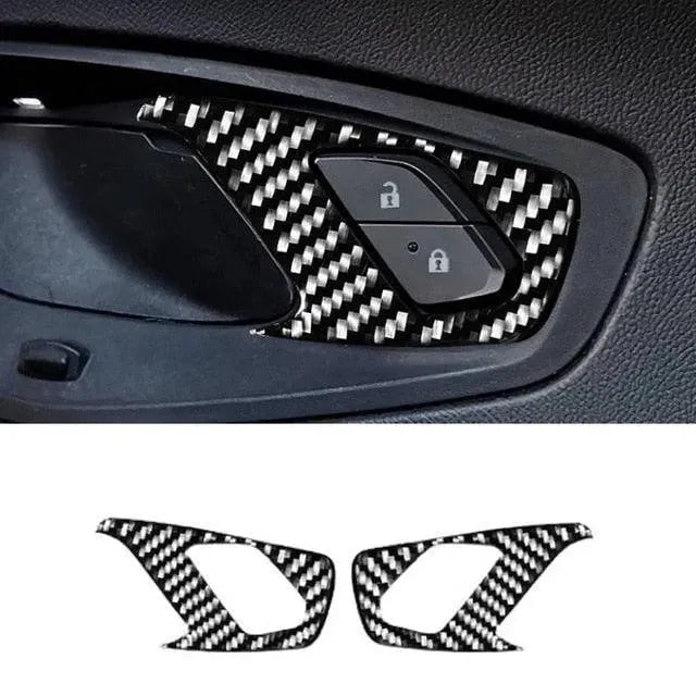 Chevrolet Camaro 2016-2024 Real Carbon Fiber Interior Door Handle Overlay - carbonaddons Carbon Fiber Parts, Accessories, Upgrades, Mods