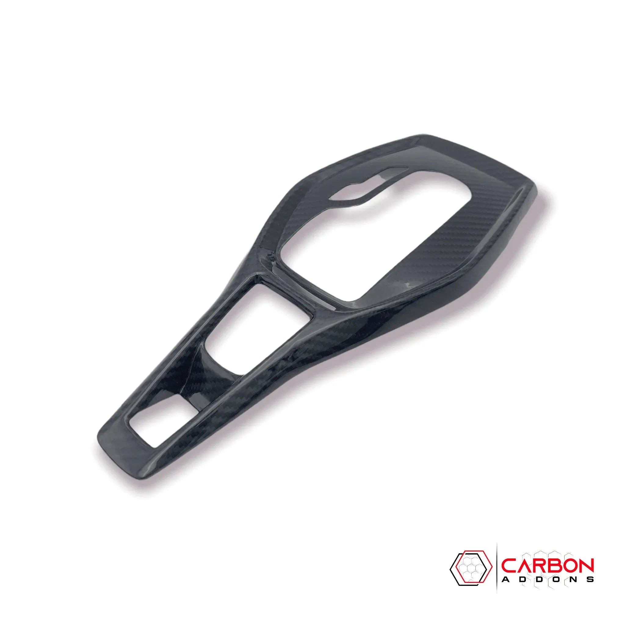 Chevy Camaro 2016-2024 Real Carbon Fiber Gear Shift Chrome Trim Delete Cover - carbonaddons Carbon Fiber Parts, Accessories, Upgrades, Mods