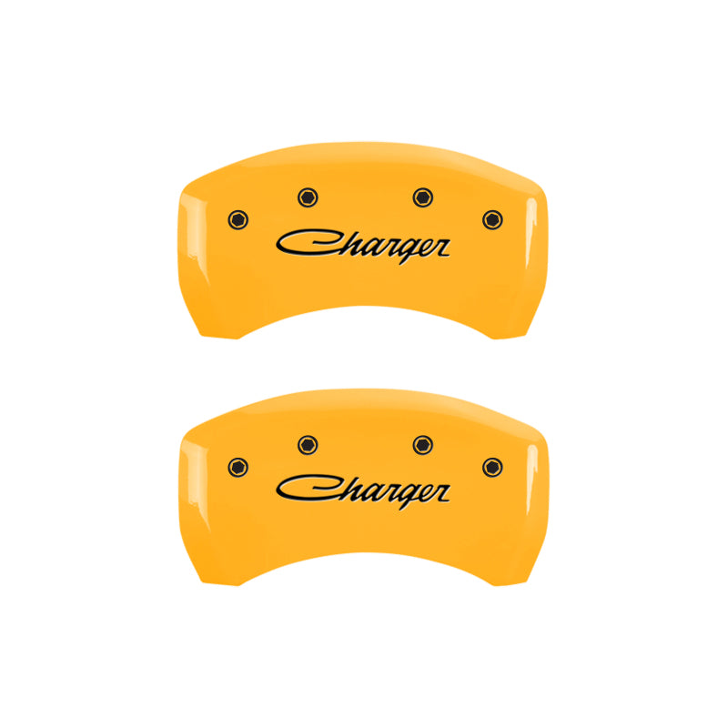 MGP 4 Caliper Covers Engraved Front & Rear With stripes/Challenger Black finish silver-SR1 Performance