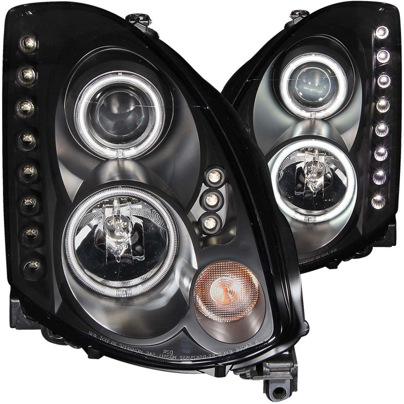 ANZO 2003-2007 Infiniti G35 Projector Headlights w/ Halo Black (CCFL) (HID Compatible)-SR1 Performance