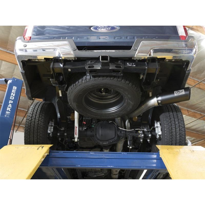 aFe Large Bore-HD 5in DPF Back 409 SS Exhaust System w/Black Tip 2017 Ford Diesel Trucks V8 6.7L(td)-SR1 Performance