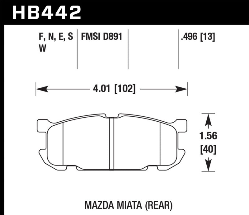 Hawk 01-02 Miata w/ Sport Suspension HP+ Street Rear Brake Pads (D891)-SR1 Performance