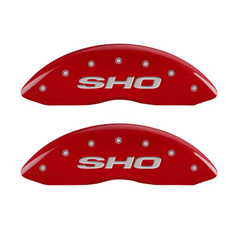 MGP 4 Caliper Covers Engraved Front & Rear SHO Red finish silver-SR1 Performance