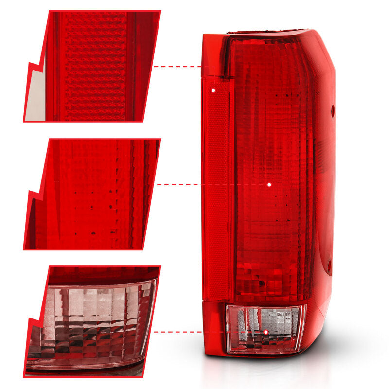 ANZO 1992-1996 Ford Bronco Taillight Red/Clear Lens (OE Replacement)-SR1 Performance