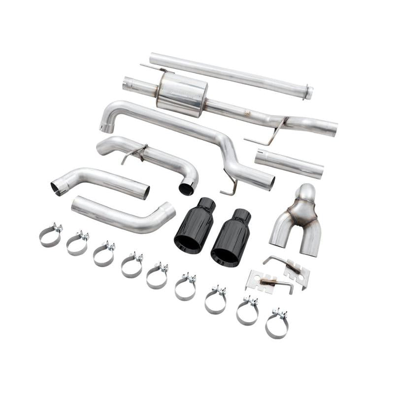 AWE 0FG 21+ Ford F150 Dual Split Rear Cat-Back Exhaust- 5in Diamond Black Tips-SR1 Performance