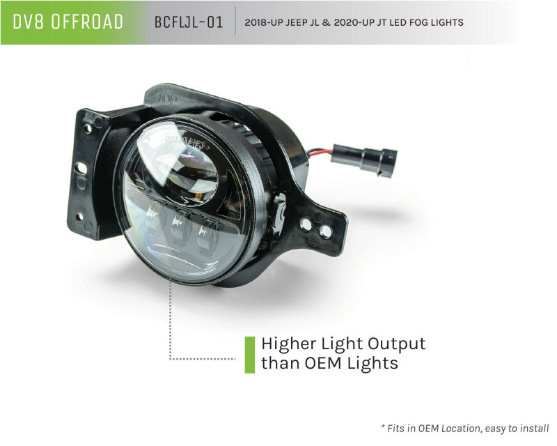 DV8 Offroad 18+ Jeep JL and Gladiator LED Fog Lights with Brackets