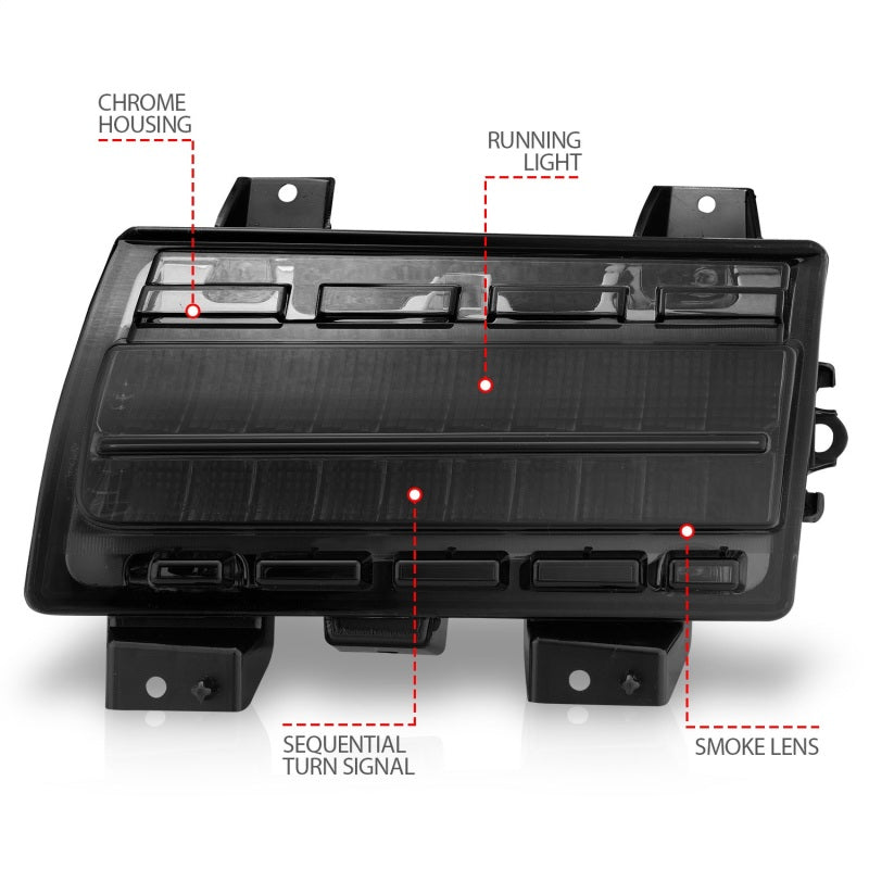 ANZO Wrangler 18-21/Gladiator 20+ LED Side Marker Lights Smoke w Sequential Signal-SR1 Performance