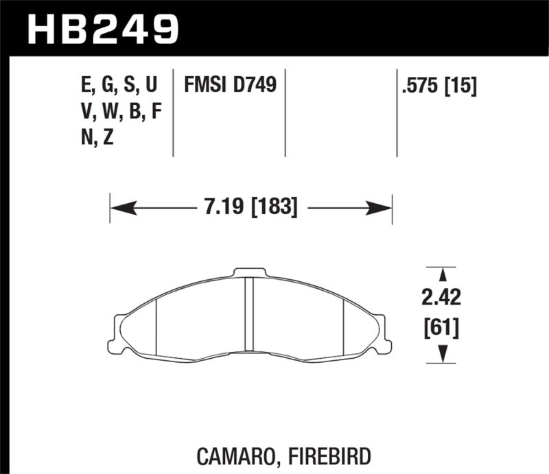 Hawk 1998-2002 Chevrolet Camaro SS 5.7 HPS 5.0 Front Brake Pads-SR1 Performance