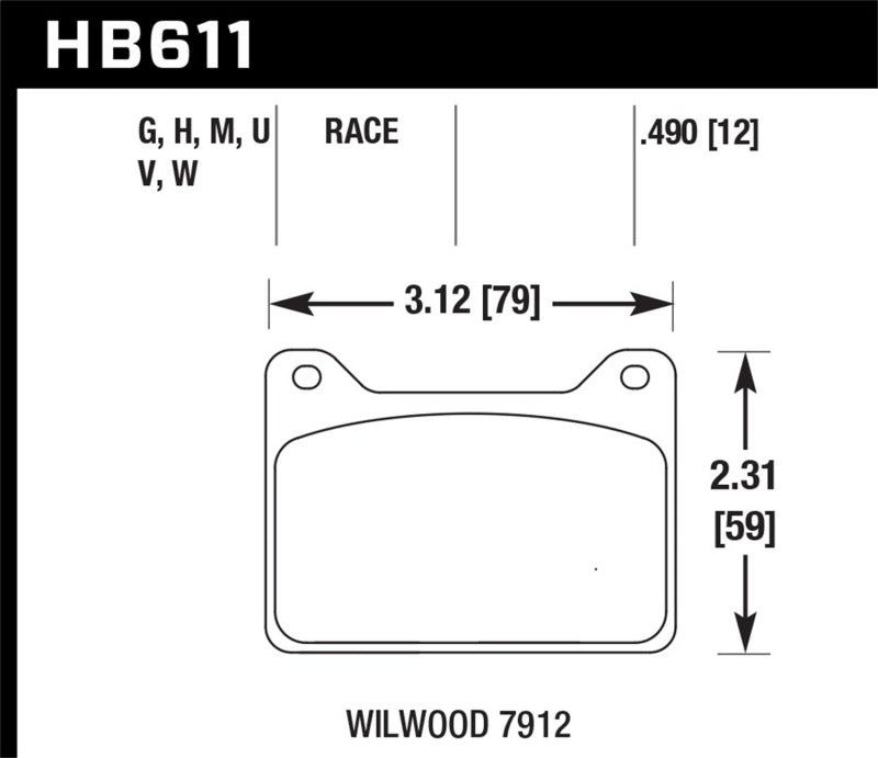 Hawk Willwood 7912 DTC-60 Race Brake Pads-SR1 Performance