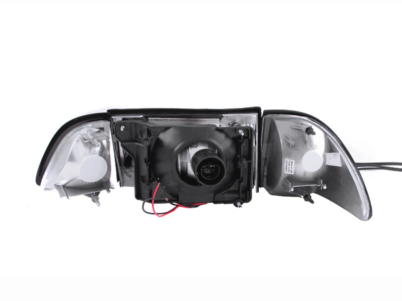 ANZO 1987-1993 Ford Mustang Crystal Headlights Chrome w/ Corner Lights 2pc-SR1 Performance