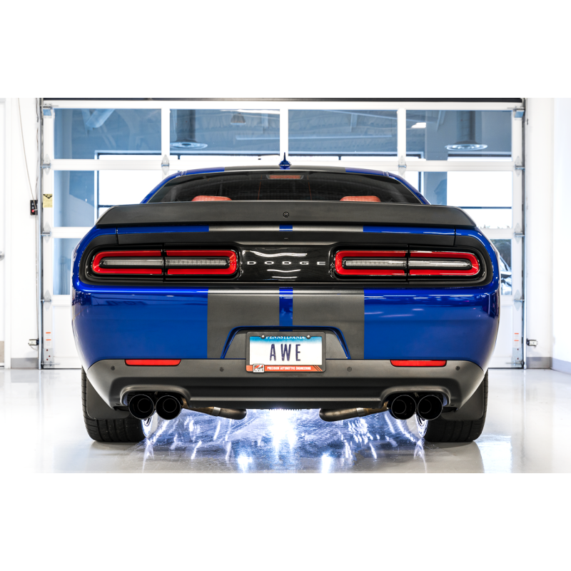 AWE Tuning 2017+ Dodge Challenger 5.7L Track Edition Exhaust - Diamond Black Quad Tips-SR1 Performance