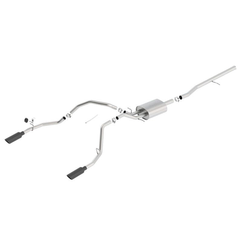 Borla 14 Silv/Sierra 1500 C/B Touring Exh/2.75in in muff 2.25inout 4inTIp SS Rear Exit-Black Chrome-SR1 Performance
