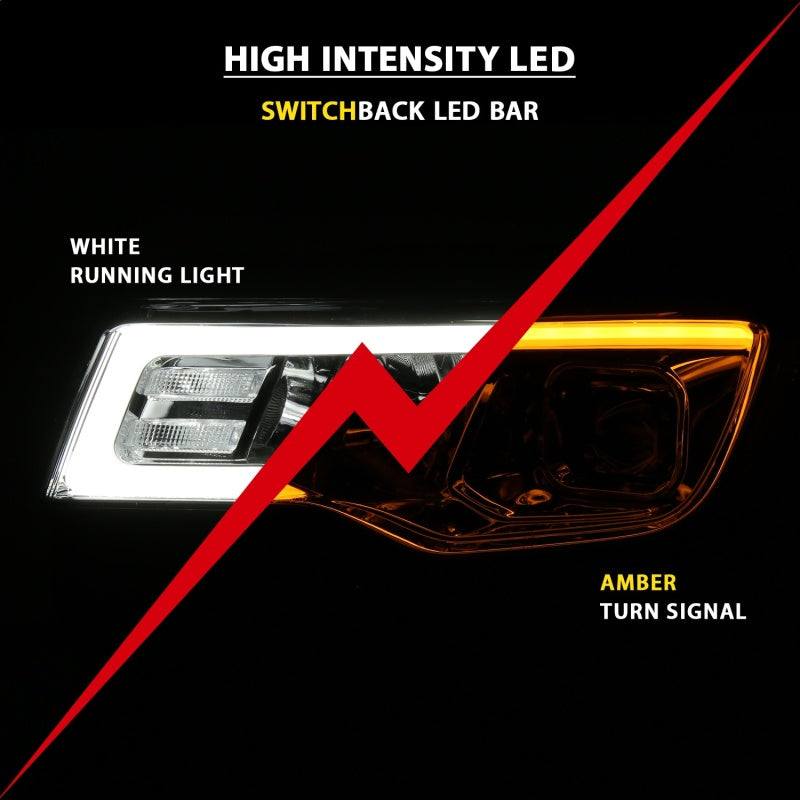 ANZO 2017-2018 Jeep Grand Cherokee Projector Headlights w/ Plank Style Switchback - Chrome w/ Amber-SR1 Performance