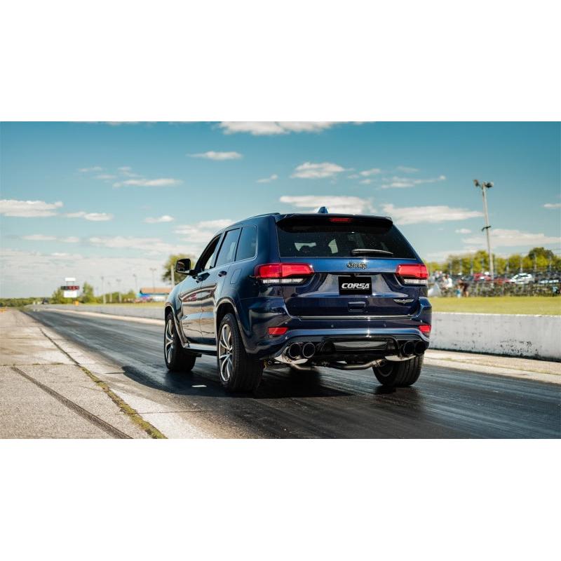 Corsa 2018-2021 Jeep Grand Cherokee TrackHawk 6.2L Xtreme Cat-Back Dual Rear Exit w/4.5in BlackTips-SR1 Performance