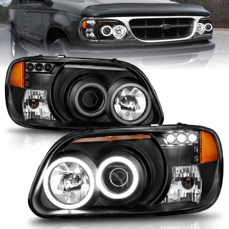 ANZO 1995-2001 Ford Explorer Projector Headlights w/ Halo Black 1 pc-SR1 Performance