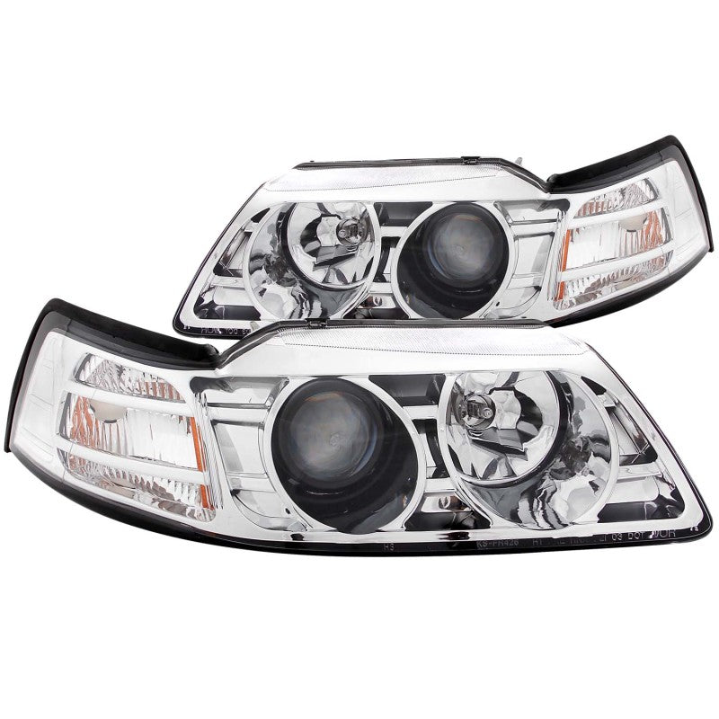 ANZO 1999-2004 Ford Mustang Projector Headlights Chrome-SR1 Performance