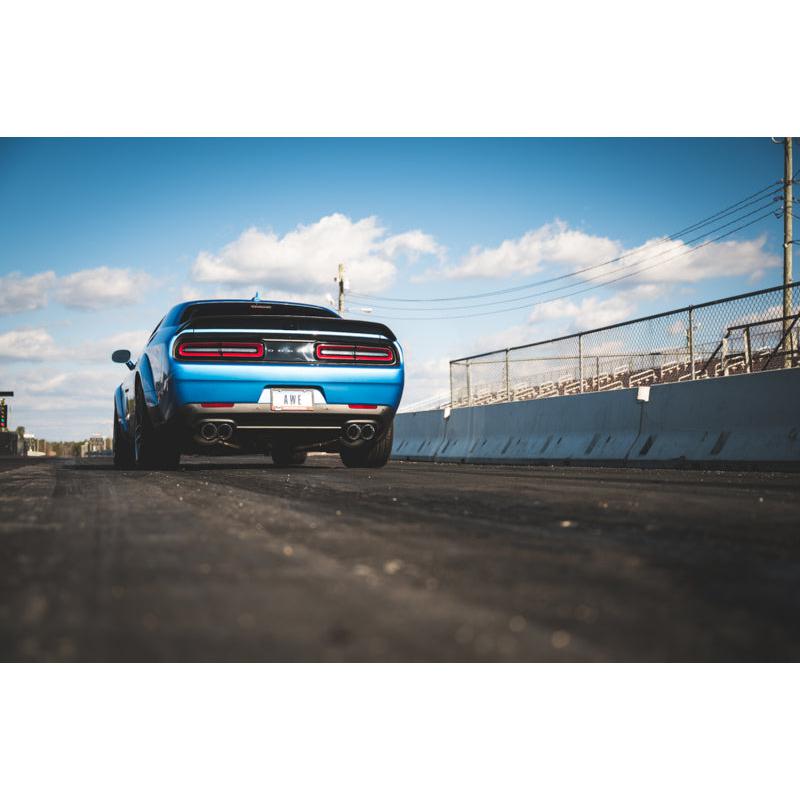 AWE Tuning 2015+ Dodge Challenger 6.4L/6.2L SC Track Edition Exhaust - Quad Chrome Silver Tips-SR1 Performance