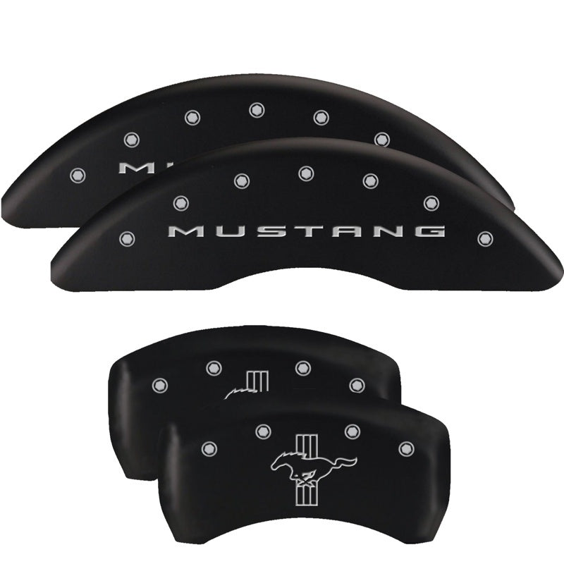 MGP 4 Caliper Covers Engraved Front 2015/Mustang Engraved Rear 2015/Bar & Pony Black finish slvr-SR1 Performance