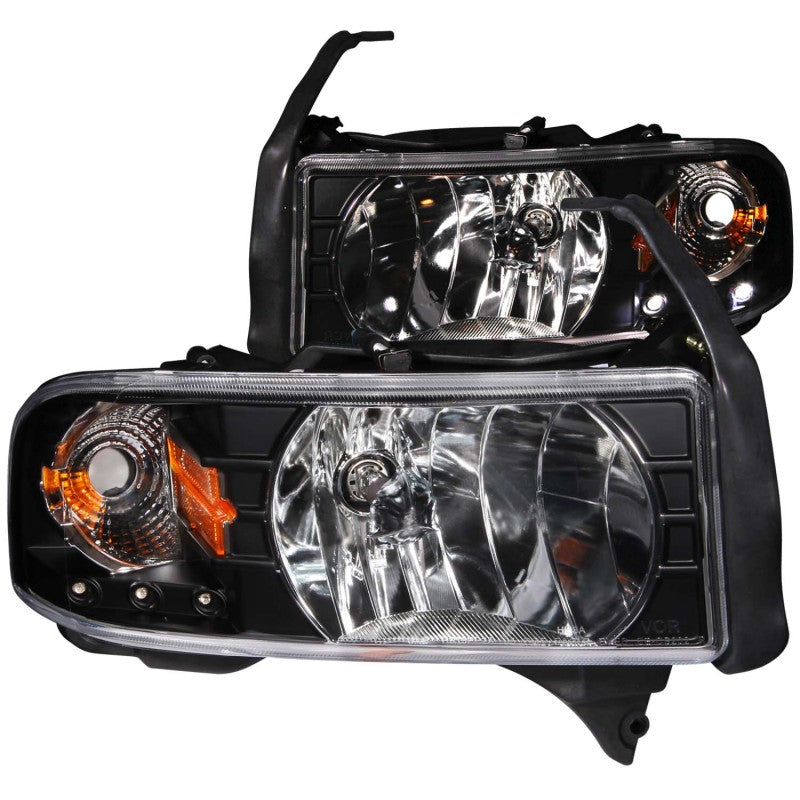 ANZO 1994-2001 Dodge Ram Crystal Headlights Black w/ LED-SR1 Performance