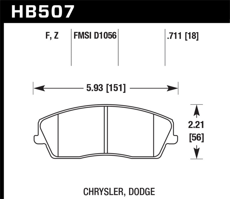 Hawk 09-10 Dodge Challenger SE/06-10 Charger SE/05-10 Chrysler 300 HPS Street Front Brake Pads-SR1 Performance