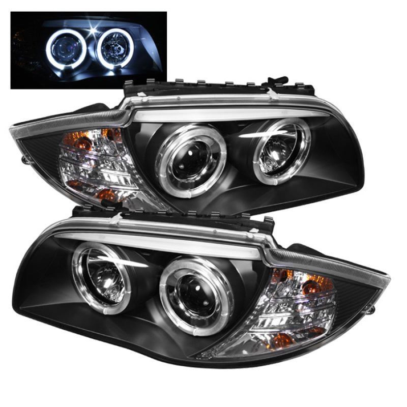 Spyder BMW E87 1-Series 08-11 Projector Headlights LED Halo Black High H1 Low H7 PRO-YD-BMWE87-HL-BK-SR1 Performance