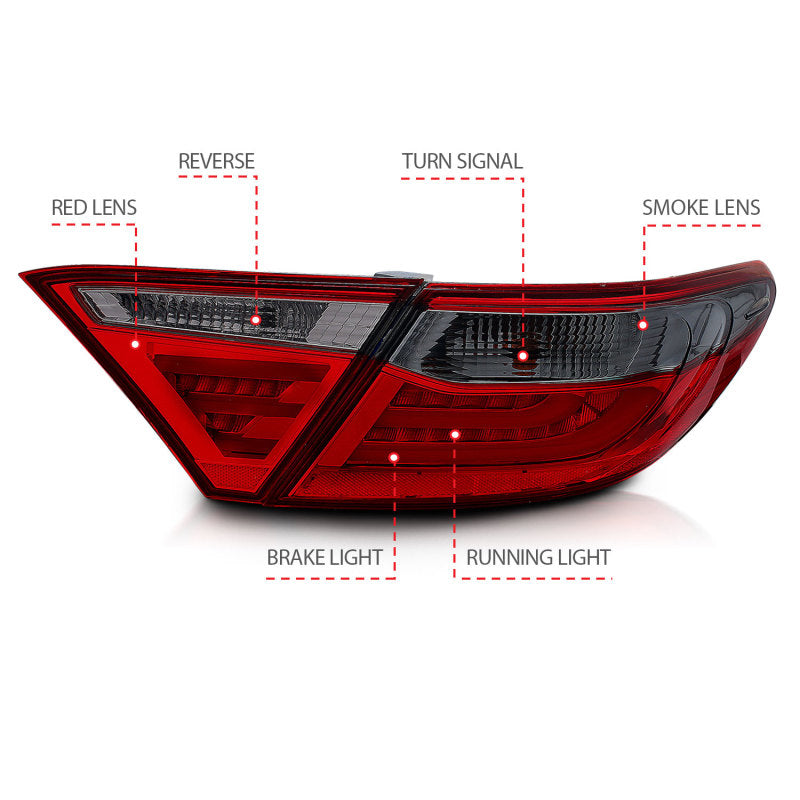 ANZO 2015-2016 Toyota Camry LED Taillights Smoke-SR1 Performance