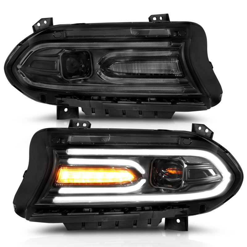 ANZO 2015-2018 Dodge Charger Projector Headlights Plank Style Black-SR1 Performance