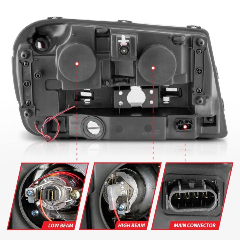 ANZO 02-09 Chevrolet Trailblazer Projector Headlights w/ Halo Chrome Housing (Non-LT Models)-SR1 Performance