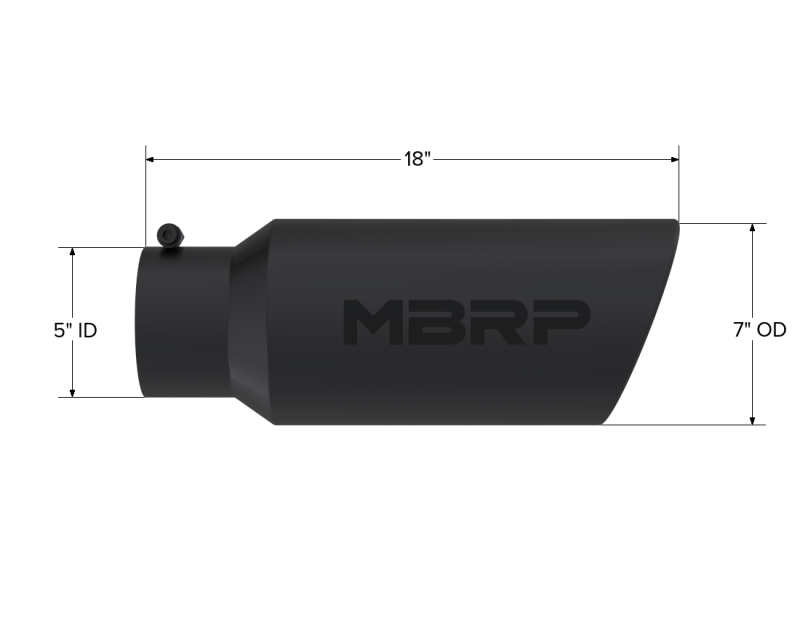 MBRP Universal Tip 7in O.D. Rolled End 5in inlet 18in length Black-SR1 Performance
