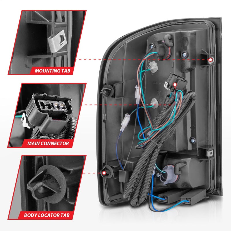 ANZO 2007-2013 Chevrolet Silverado1500/ 2500/ 3500 LED Tail Lights w/ Light Bar Black Housing Smoke-SR1 Performance