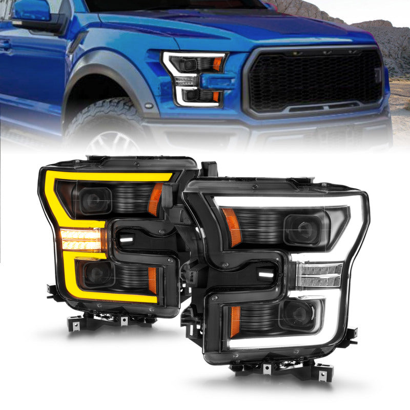 ANZO 15-17 Ford F-150 LED Projector Headlights - w/ Light Bar Switchback Black Housing-SR1 Performance