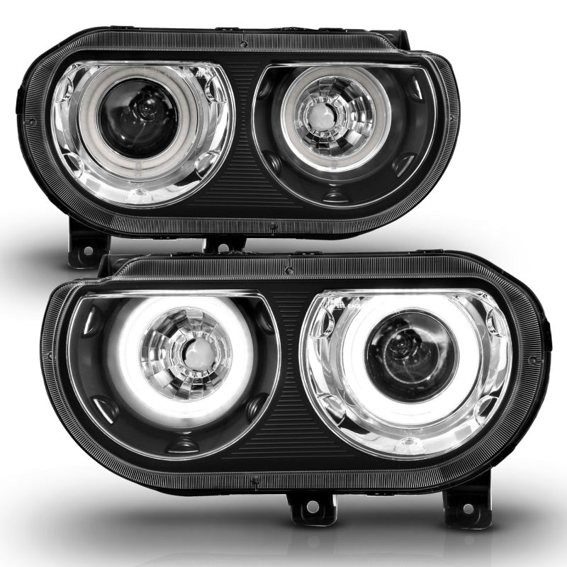 ANZO 2008-2014 Dodge Challenger Projector Headlights w/ Halo Black (CCFL)-SR1 Performance