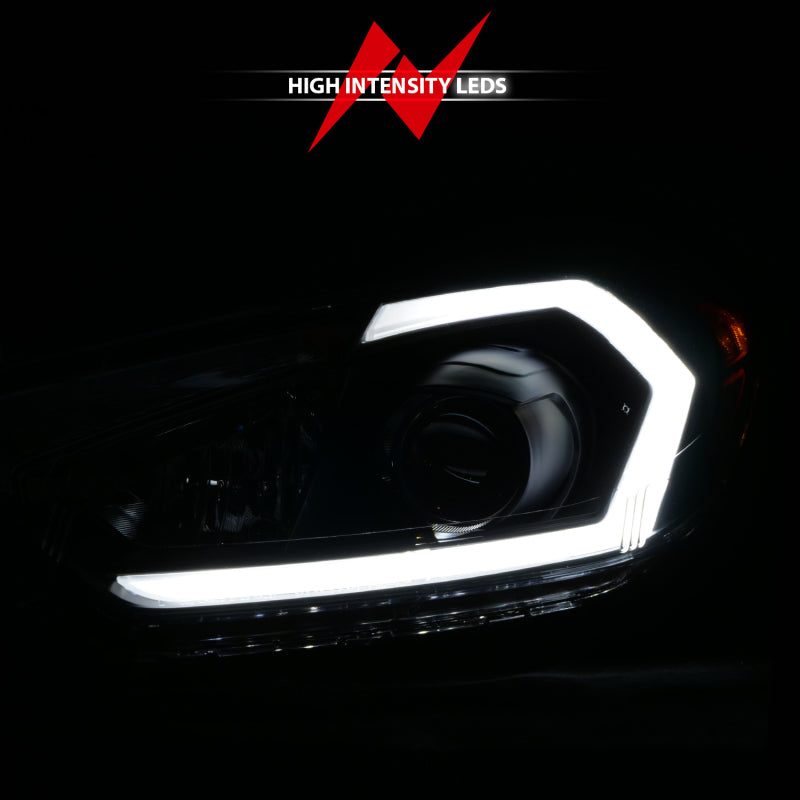ANZO 2014-2016 Kia Forte Projector Headlights w/ Light Bar Black Housing w/ DRL-SR1 Performance