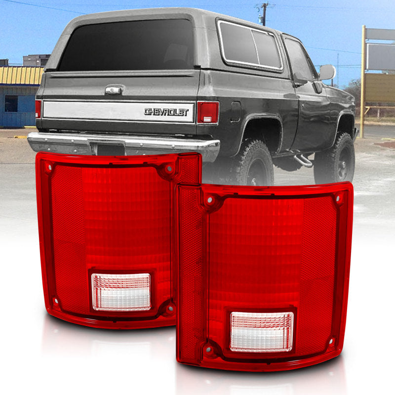 ANZO 1978-1991 Chevy Blazer Taillight Red/Clear Lens w/o Chrome Trim Fleetside (OE Replacement)-SR1 Performance
