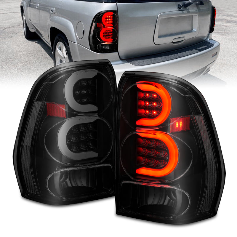 ANZO 2002-2009 Chevrolet Trailblazer LED Tail Lights w/ Light Bar Black Housing Smoke Lens-SR1 Performance