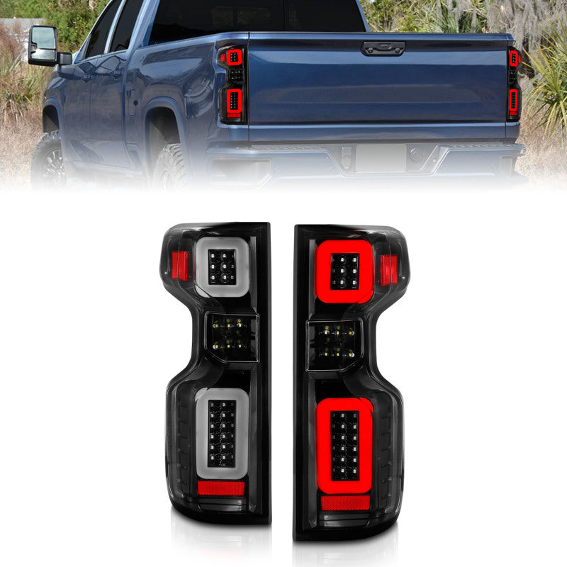 Anzo 19-21 Chevy Silverado Full LED Tailights Black Housing Clear Lens G2 (w/C Light Bars)-SR1 Performance