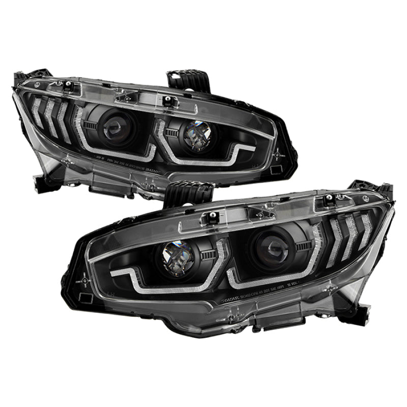 Spyder Honda Civic 16- 2DR/4DR/Hatchback Projector Headlights - Black PRO-YD-HC16SI-SEQGR-BK-SR1 Performance