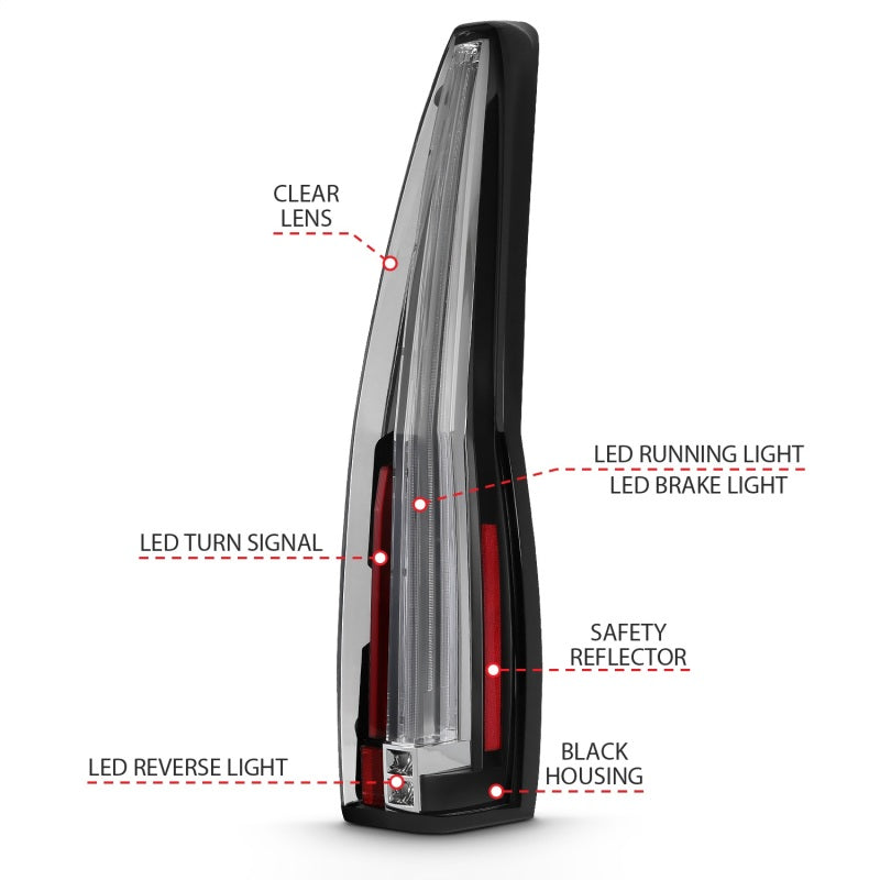ANZO 2007-2014 Cadillac Escalade Led Taillights Red/Clear-SR1 Performance