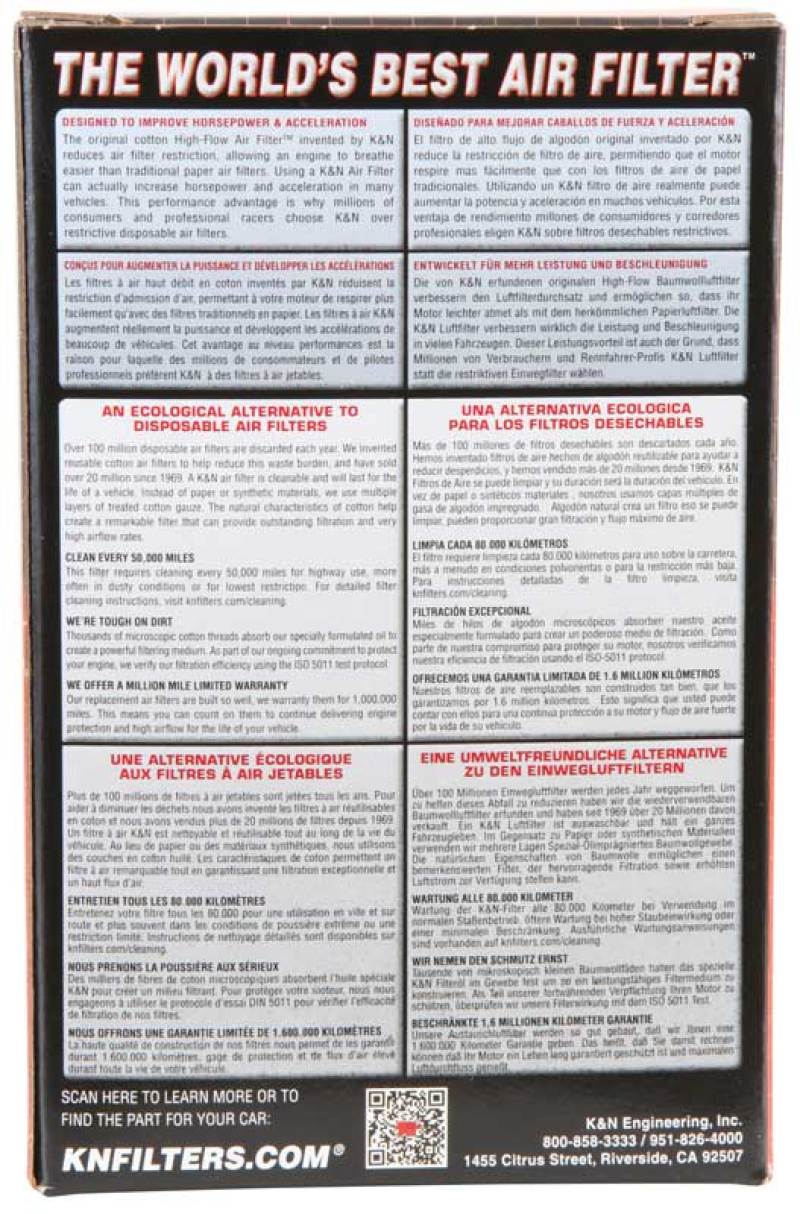 K&N 96-06 Arctic Cat 400/454/500 Replacement Air Filter-SR1 Performance