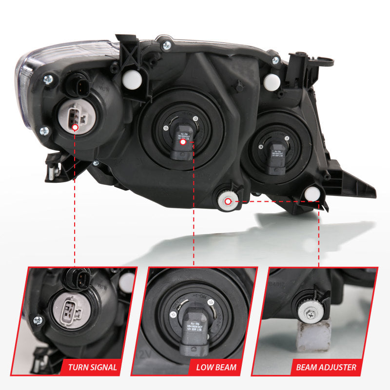 ANZO 2009-2010 Toyota Corolla Crystal Headlight Black Amber-SR1 Performance