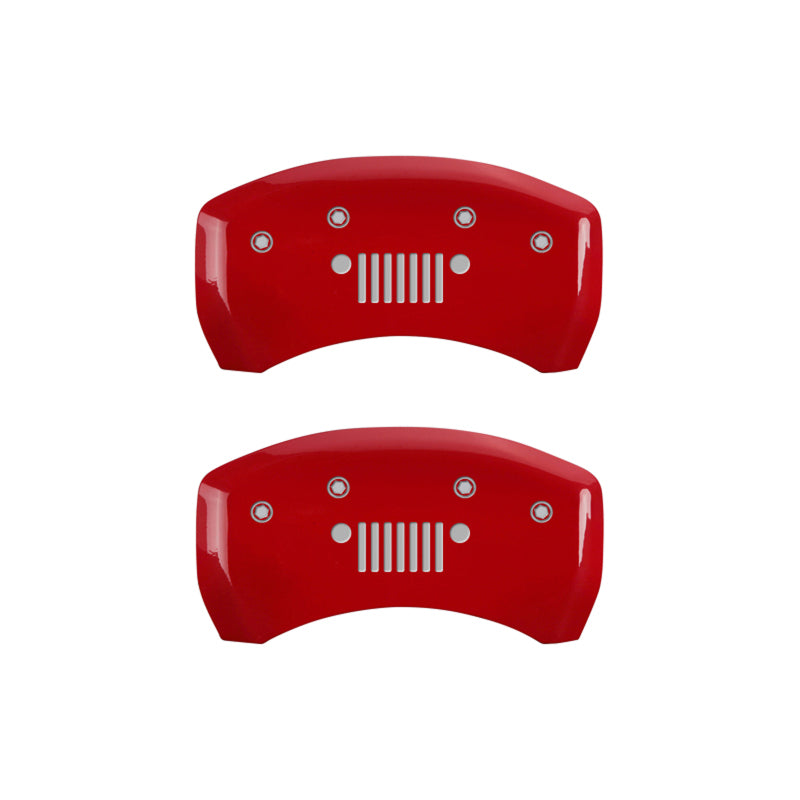 MGP 4 Caliper Covers Engraved Front JEEP Engraved Rear JEEP Grill logo Red finish silver-SR1 Performance