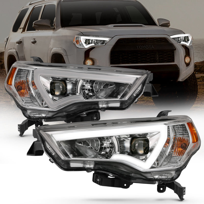 ANZO 14-18 Toyota 4 Runner Plank Style Projector Headlights Chrome w/ Amber-SR1 Performance