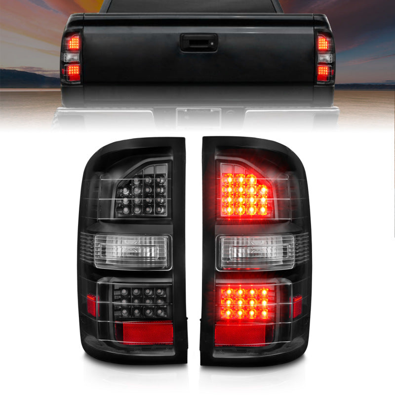 ANZO 2014-2018 GMC Sierra LED Tail Lights Black Housing Clear Lens-SR1 Performance